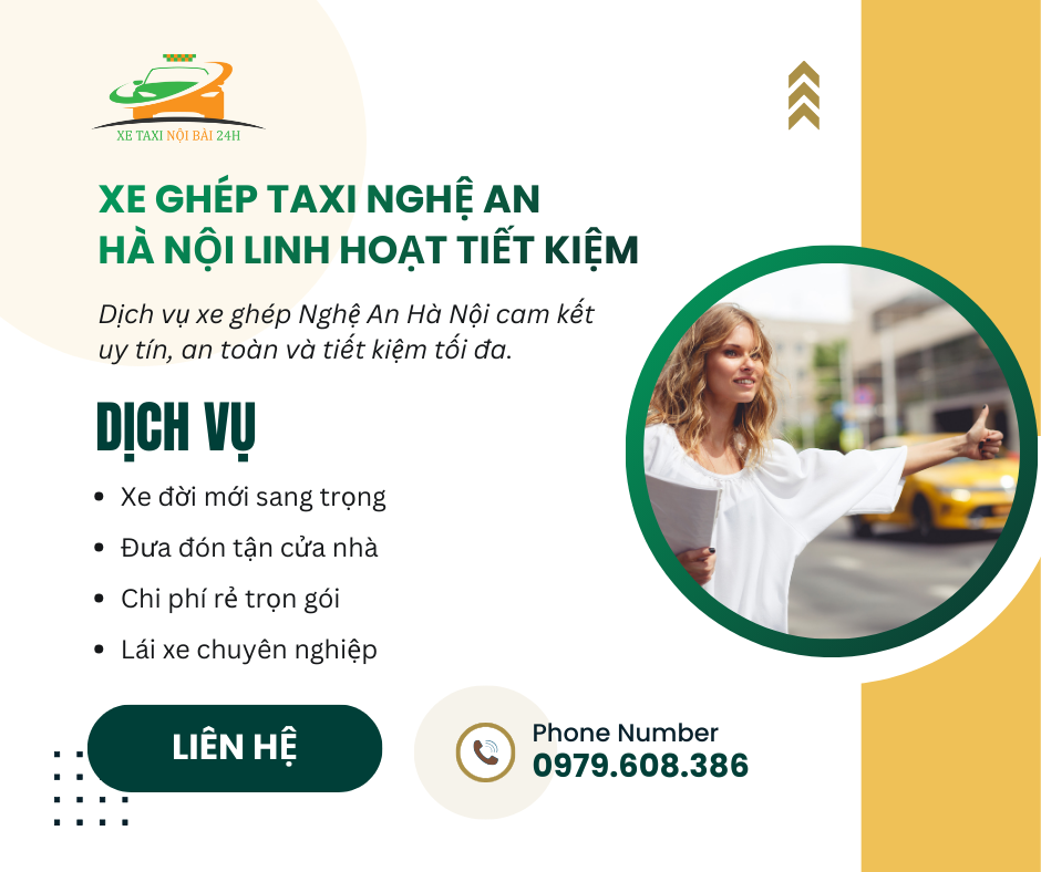 Xe ghép taxi Nghệ An Hà Nội linh hoạt tiết kiệm