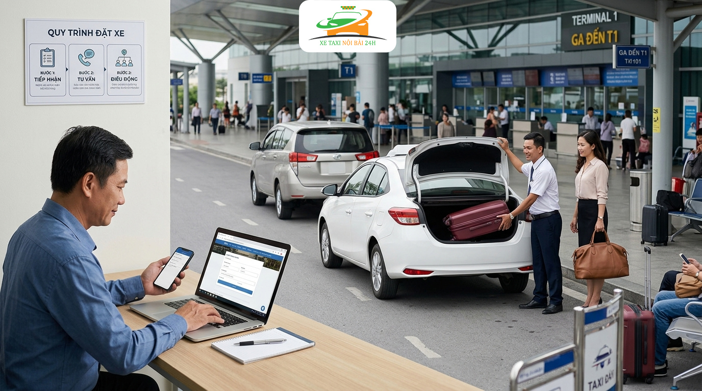 Xe taxi ra sân bay nội bài – Lựa chọn hoàn hảo cho chặng khởi hành trọn vẹn và an tâm 2 Quy trình 4 bước đặt xe taxi ra sân bay nội bài đơn giản nhất